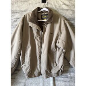 Cabela's Bomber Style Tan Full Zip Jacket w/ Brown Fleece Lining Men's M Medium